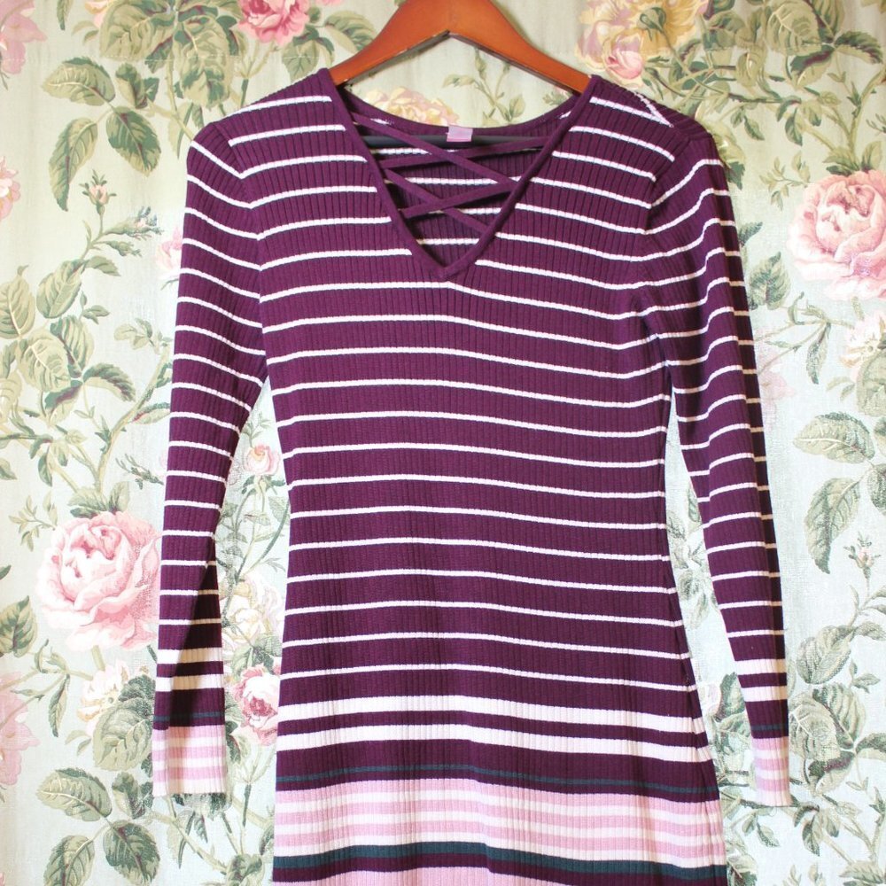 No Boundaries Striped Sweater Dress